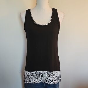 White House Black Market Black Tank Top with Pattern